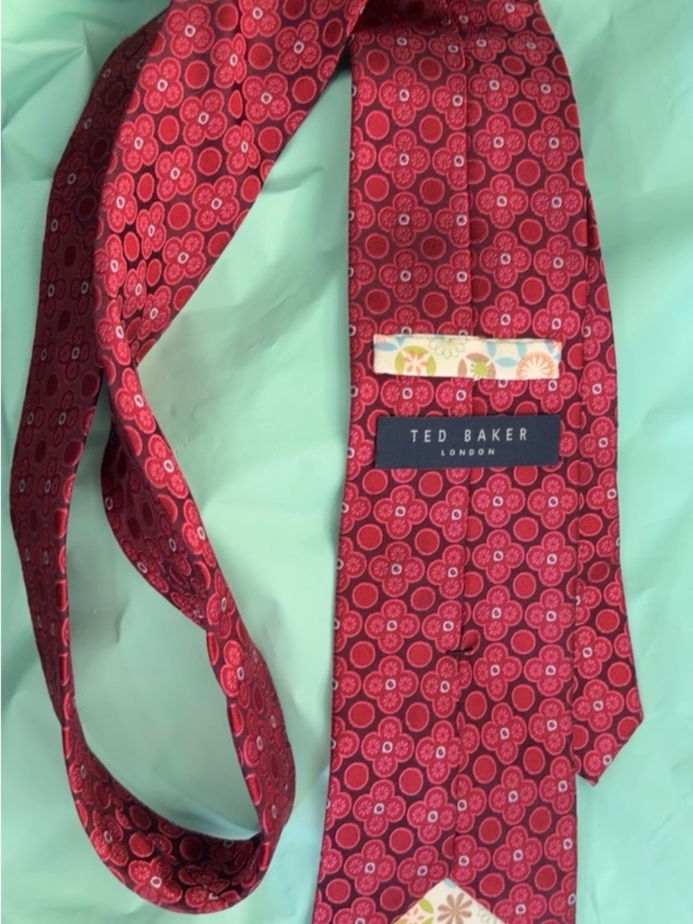 Ted Baker Red Floral Medallion Silk Tie
